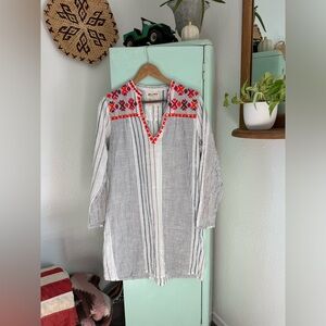 Gallabia Urban Casual Kaftan Maui Mini Dress, Tunic,Embroidery, Size Medium